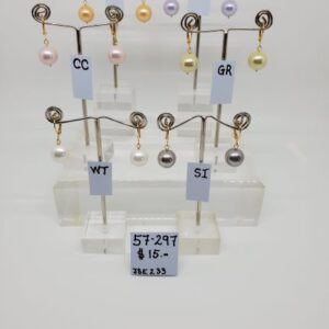 White, Pink or Silver 12mm Shell Pearl Earrings - Gold Plated Levers ~ Eve Atkin