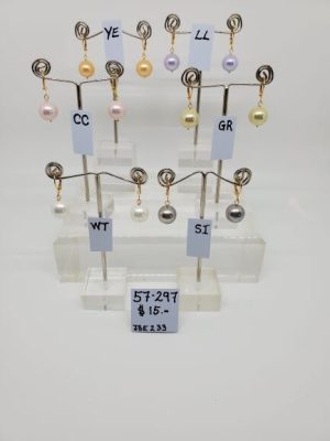 White, Pink or Silver 12mm Shell Pearl Earrings - Gold Plated Levers ~ Eve Atkin