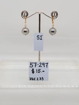 Alternative view of White, Pink or Silver 12mm Shell Pearl Earrings - Gold Plated Levers ~ Eve Atkin