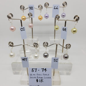 White, Pink or Silver Shell Pearl Earrings with Silver Plate Levers - Eve Atkin