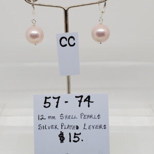 Alternative view of White, Pink or Silver Shell Pearl Earrings with Silver Plate Levers - Eve Atkin
