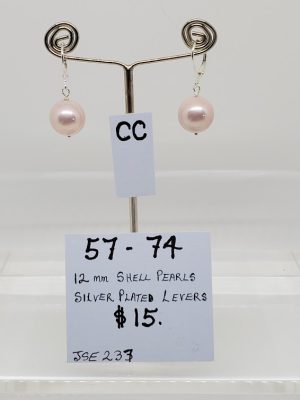 Alternative view of White, Pink or Silver Shell Pearl Earrings with Silver Plate Levers - Eve Atkin