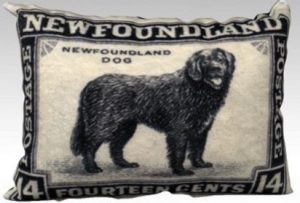 Newfoundland Dog From Vintage Postage Stamp Canvas Lumbar Pillow Cover - Galeforce Farms