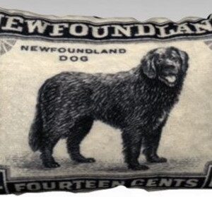 Newfoundland Dog From Vintage Postage Stamp Canvas Lumbar Pillow Cover - Galeforce Farms