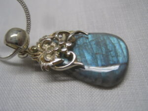 Labradorite set in Sterling bezel with chain