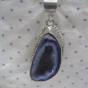 Alternative view of Amethyst Geode set in sterling with chain