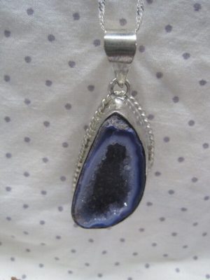 Alternative view of Amethyst Geode set in sterling with chain