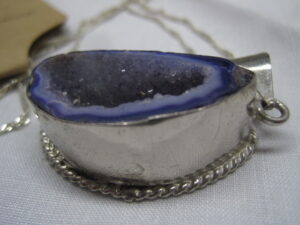 Amethyst Geode set in sterling with chain - Image 7