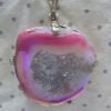 Pink Agate Geode - rhodium plated setting with chain - Image 2