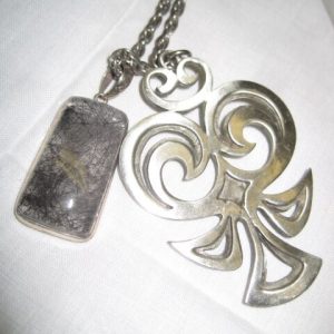 Quartz set in sterling with vintage chain