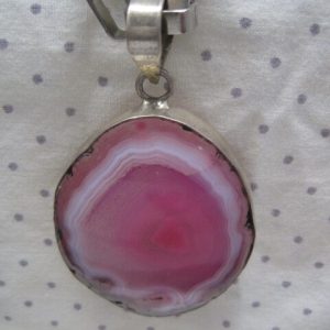 Large Pink Geode on vintage Chain