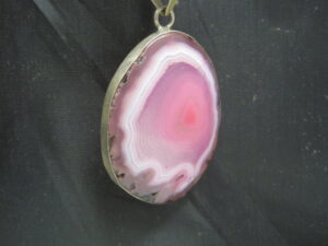 Large Pink Geode on vintage Chain - Image 4