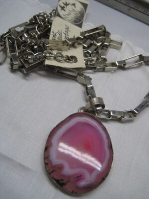 Large Pink Geode on vintage Chain - Image 7