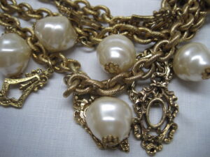 Talbot's 3 strand Vintage Necklace with matching Drop Pearl Earrings - Image 4