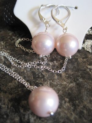 Shell Pearl Earrings and Pendant Sets (White, Silver OR Pink)- Eve Atkin
