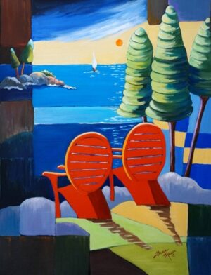 Red Muskoka Chairs - Art Card ~ Ilona Mayer