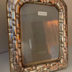 Large Sterling Silver Vintage Picture Frame - Arched Basket Weave Design (for 4x6 photo)