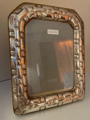 Large Sterling Silver Vintage Picture Frame - Arched Basket Weave Design (for 4x6 photo)