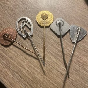 Alternative view of 5 stick pins - German/Bavarian in origin