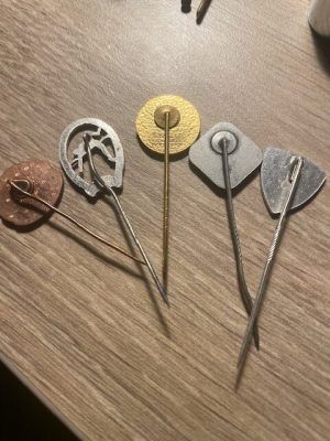 Alternative view of 5 stick pins - German/Bavarian in origin