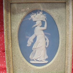 Wedgwood Plaque Framed - Classical Woman Carrying Basket