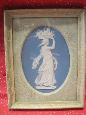 Wedgwood Plaque Framed - Classical Woman Carrying Basket