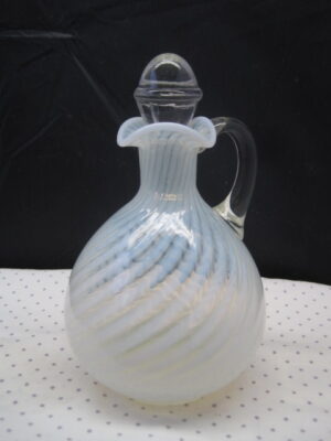 Opalescent White Swirl Victoria Glass Cruet