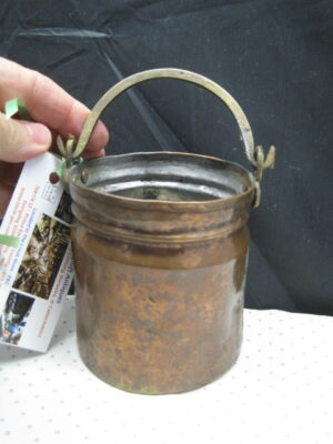 19th French Hand Forged-Wrought Copper Small Jardiniere/pot with Handle