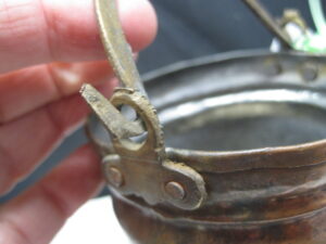 19th French Hand Forged-Wrought Copper Small Jardiniere/pot with Handle - Image 7