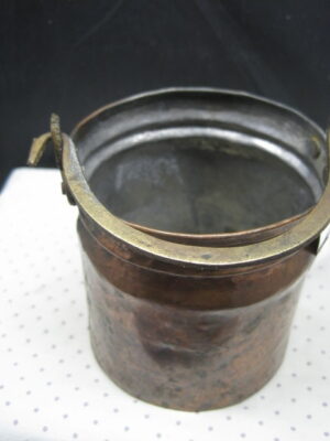 19th French Hand Forged-Wrought Copper Small Jardiniere/pot with Handle - Image 9