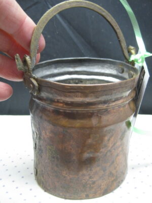 19th French Hand Forged-Wrought Copper Small Jardiniere/pot with Handle - Image 11