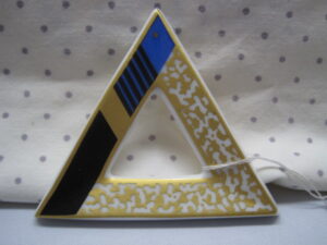 Rosenthal Porcelain Triangular Brooch, MCM, Germany