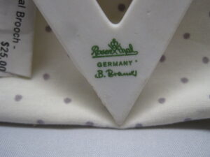 Rosenthal Porcelain Triangular Brooch, MCM, Germany - Image 2