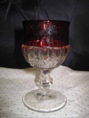 1893 Chicago Worlds Fair Ruby Stemware - American Pressed Glass Diamond/Draped