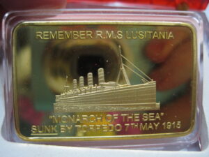 Remember the Lusitania Gold Plated Medallion - Image 7