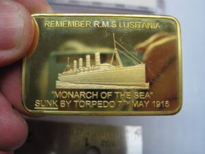 Remember the Lusitania Gold Plated Medallion - Image 3