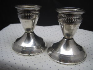 Sterling Silver Candlesticks Candle Holders Weighted Pair - Image 8