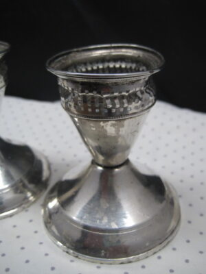 Sterling Silver Candlesticks Candle Holders Weighted Pair - Image 11