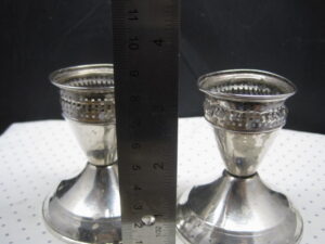 Sterling Silver Candlesticks Candle Holders Weighted Pair - Image 10