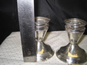 Sterling Silver Candlesticks Candle Holders Weighted Pair - Image 12