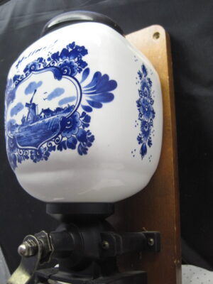 Holland Blue Delft Manual Crank Coffee Mill Grinder Wall Mount - Image 6