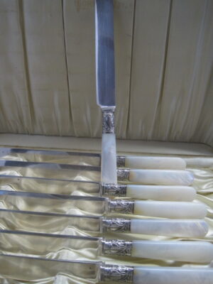 Gorham Silver Set 12 Mother of Pearl Fruit Knives in original case - Image 7