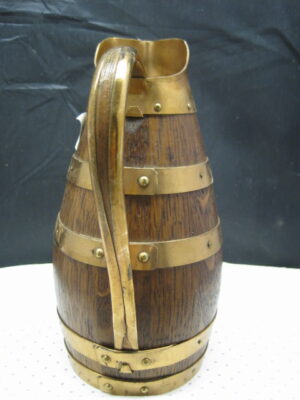 Vintage French Wooden Wine Cider Jug Pitcher Staved Wood Metal - Image 7