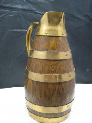 Vintage French Wooden Wine Cider Jug Pitcher Staved Wood Metal - Image 10