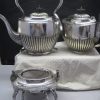 Sheffield Silver Plate 6 piece - Henry Rogers, Sons & Co.- Tea Pot, Spirit Kettle Stand & Burner, Teapot, Milk Jug, Creamer, Sugar Bowl - Image 4
