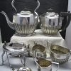 Sheffield Silver Plate 6 piece - Henry Rogers, Sons & Co.- Tea Pot, Spirit Kettle Stand & Burner, Teapot, Milk Jug, Creamer, Sugar Bowl - Image 2
