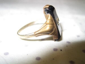 Onyx and Diamond Gold Plated RIng - Image 6