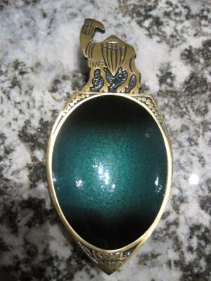 Isreal Souvenier - Emerald Green Enamek & Brass Camel AshTray /Trinket Dish