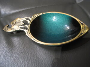 Isreal Souvenier - Emerald Green Enamek & Brass Camel AshTray /Trinket Dish - Image 5