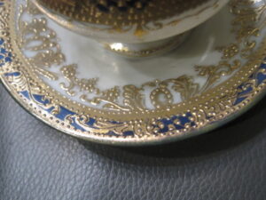 Nippon Gold & Blue Dish with Attached Saucer - Image 7